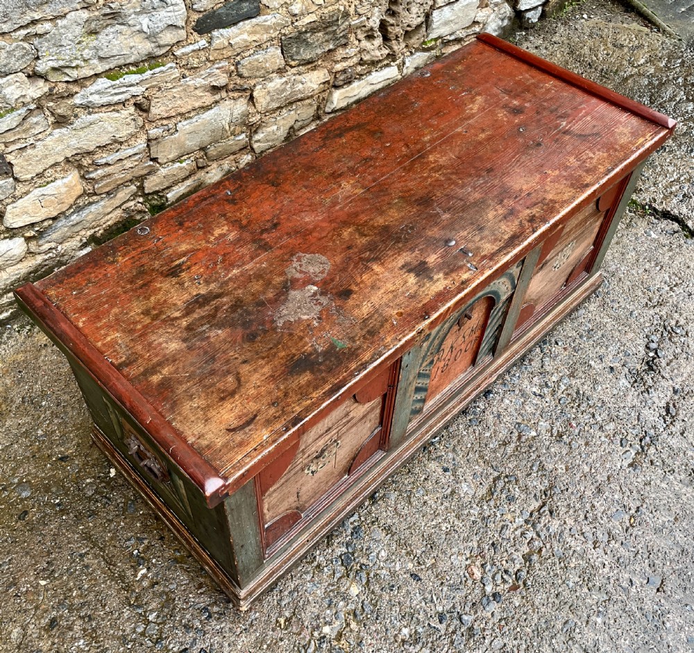 Antique Continental Painted Marriage Chest View IV