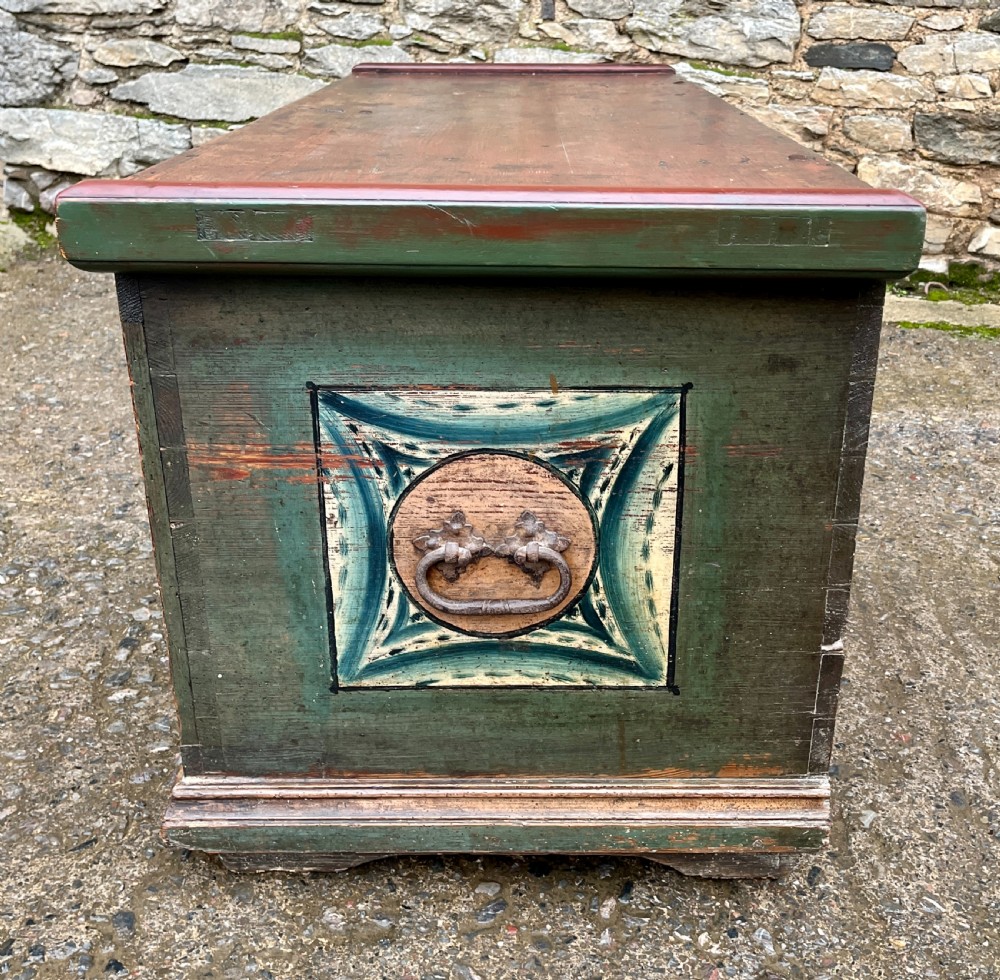 Antique Continental Painted Marriage Chest View XI