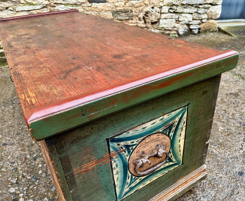 Antique Continental Painted Marriage Chest View XII