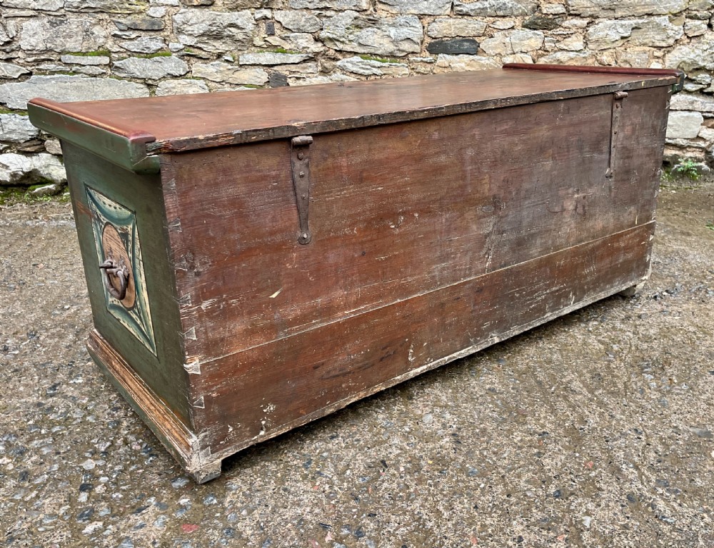 Antique Continental Painted Marriage Chest View XIII