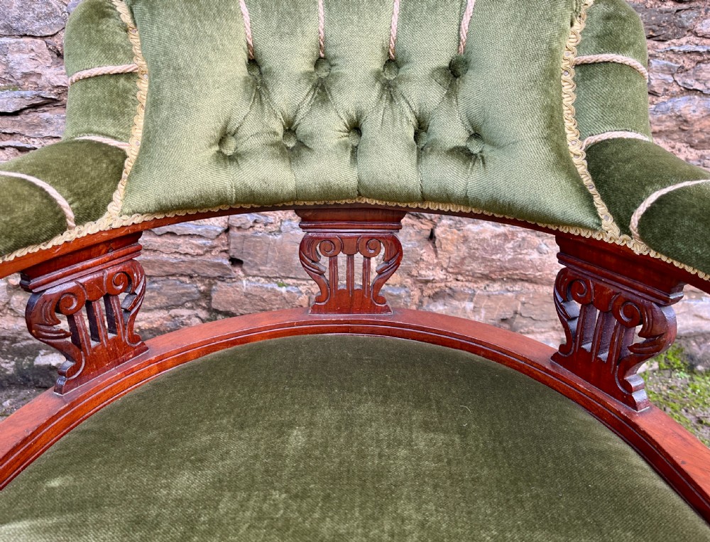 Pair of Edwardian Mahogany Framed Tub Chairs View IV