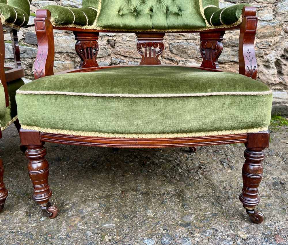 Pair of Edwardian Mahogany Framed Tub Chairs View VII