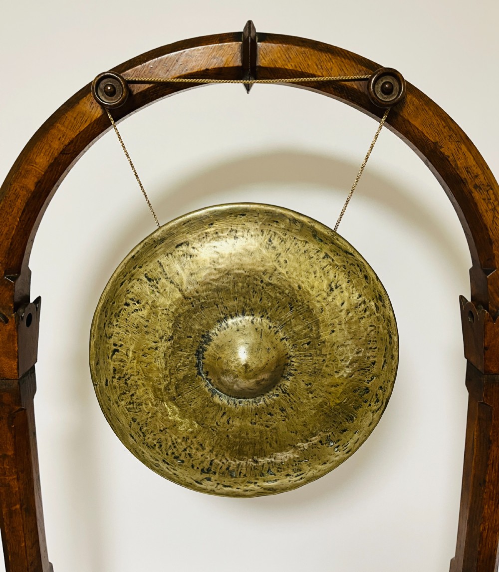 Antique Arts & Crafts Oak Dinner Gong View II