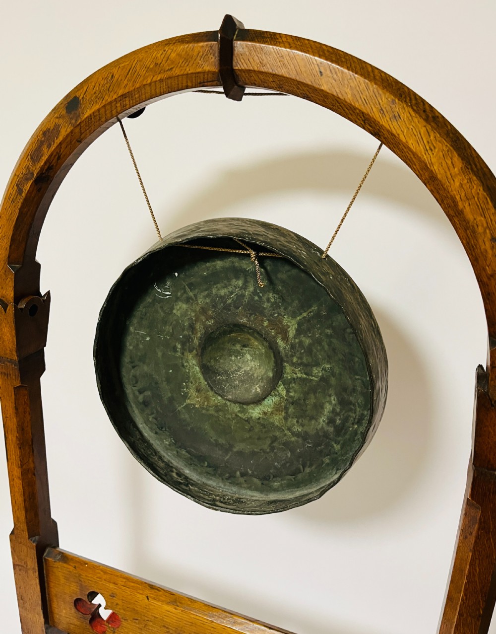 Antique Arts & Crafts Oak Dinner Gong View XIII