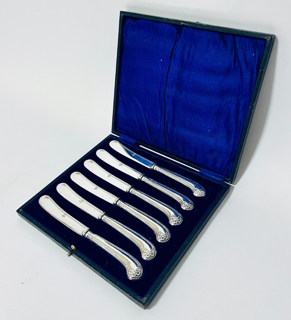 Set of 6 Antique Silver Handled Butter Knives View II