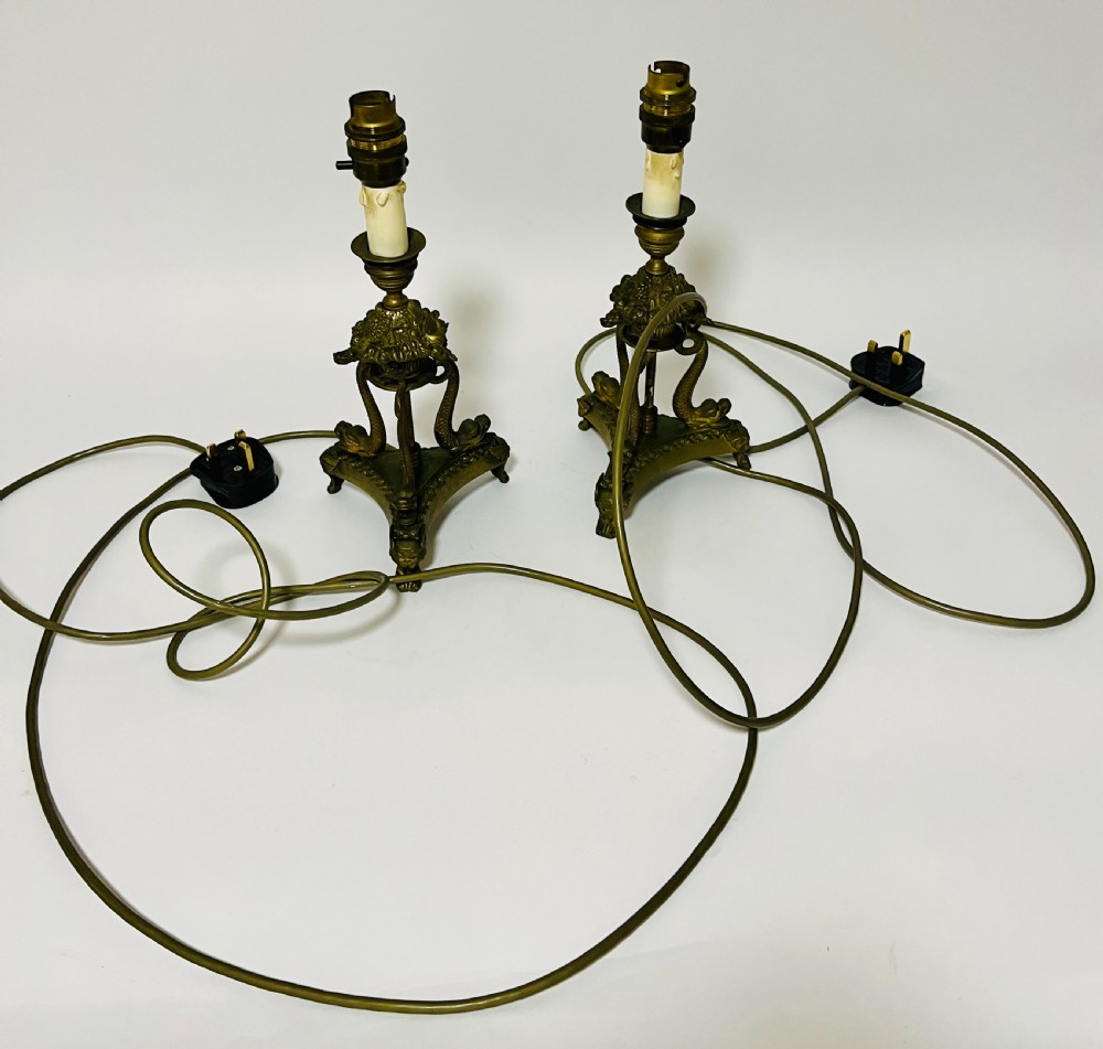 Pair of Antique Brass Table Lamps View VIII