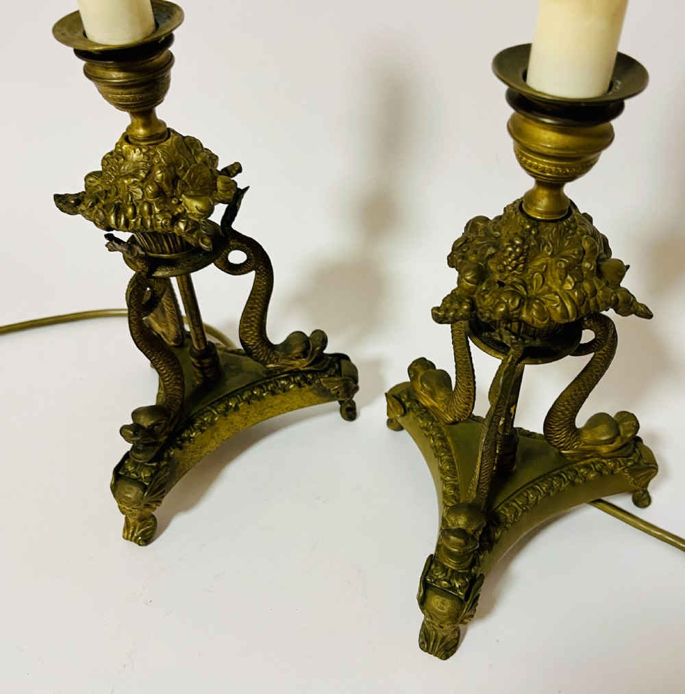Pair of Antique Brass Table Lamps View X
