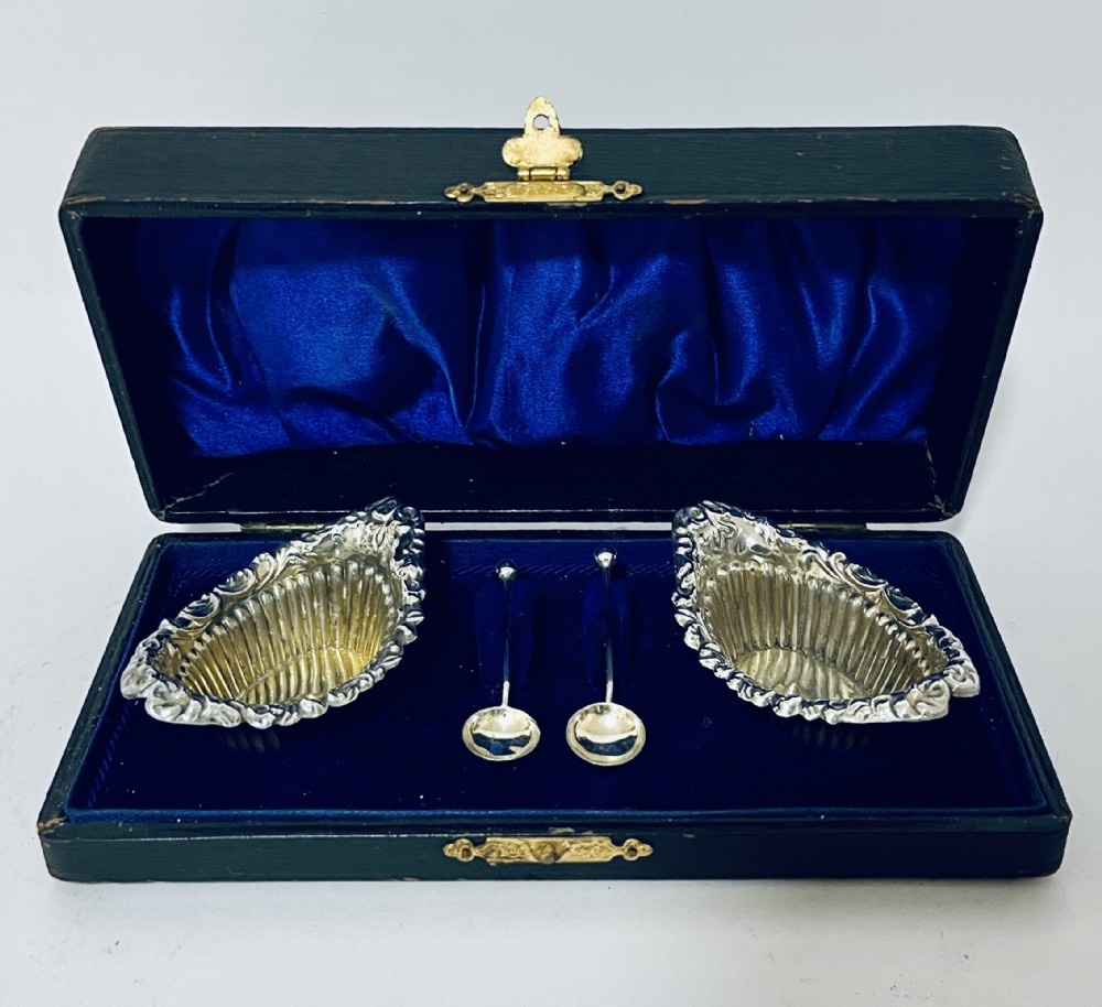Pair of Antique Silver Salts