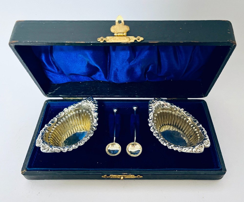 Pair of Antique Silver Salts View II