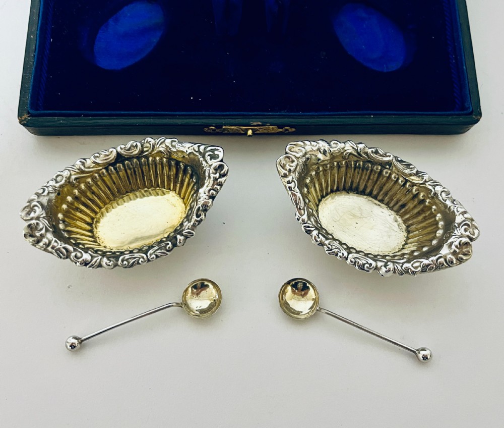 Pair of Antique Silver Salts View V