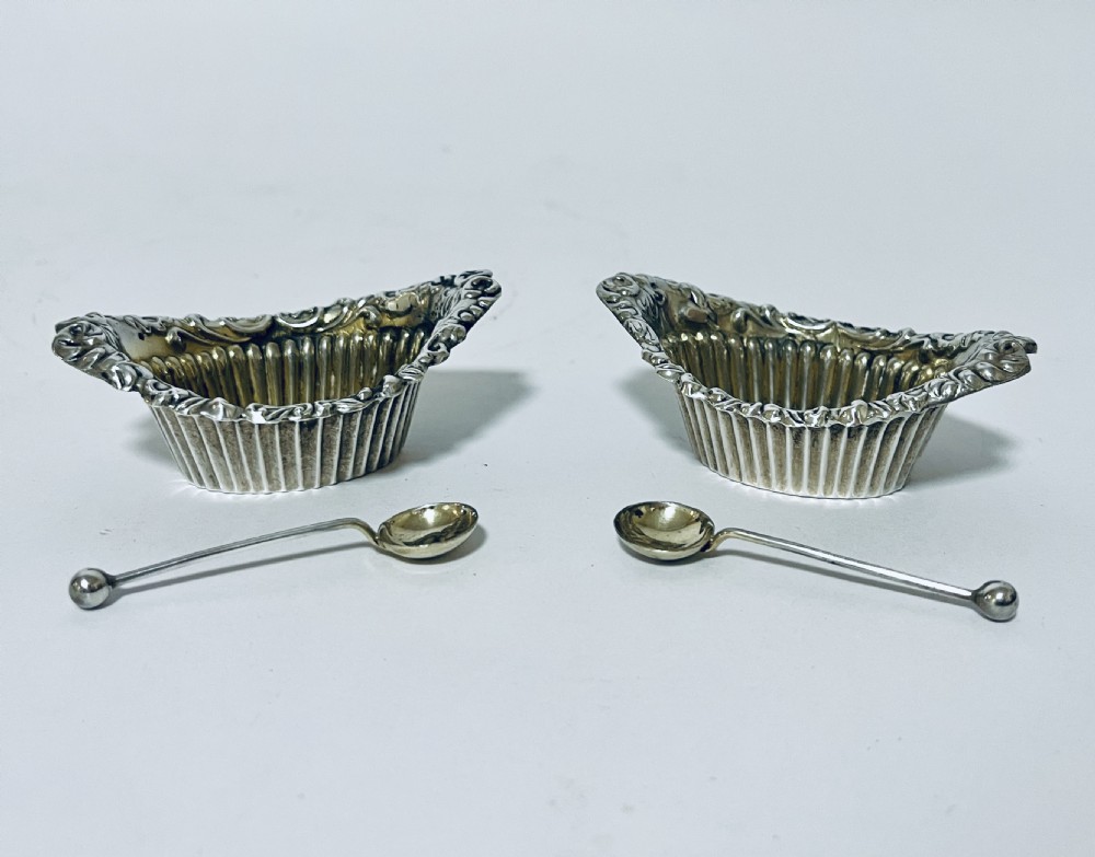 Pair of Antique Silver Salts View VI