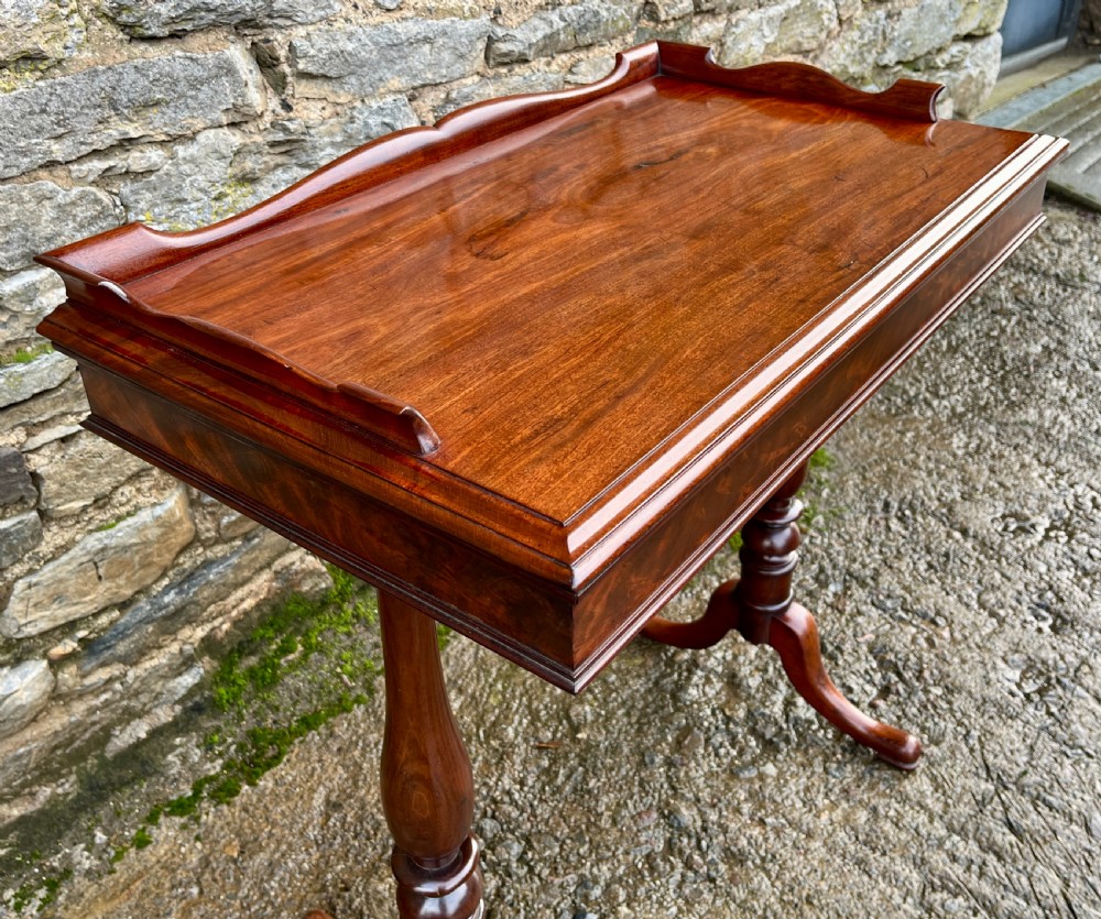 Victorian Mahogany Tray Top Side Table View IV