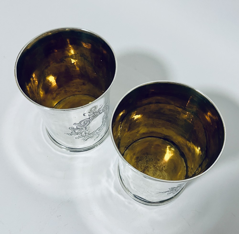 Pair of 18th Century Silver Beakers View V