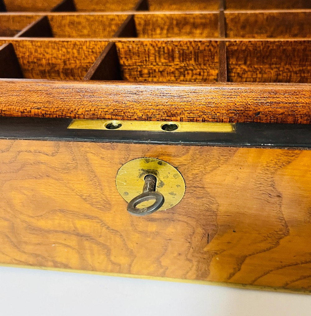 Antique Burr Walnut Brass Bound Collectors Box View IV