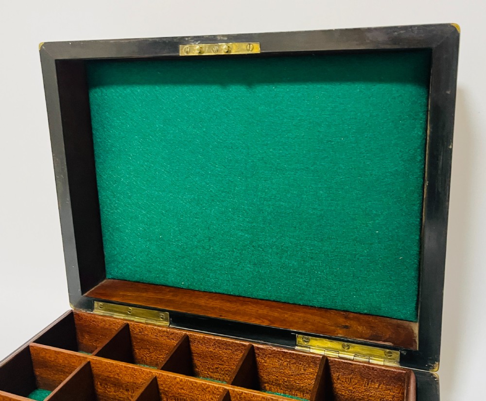 Antique Burr Walnut Brass Bound Collectors Box View VI