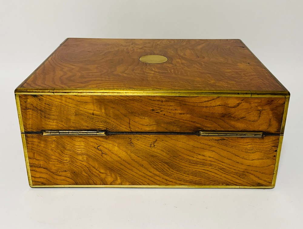 Antique Burr Walnut Brass Bound Collectors Box View VIII