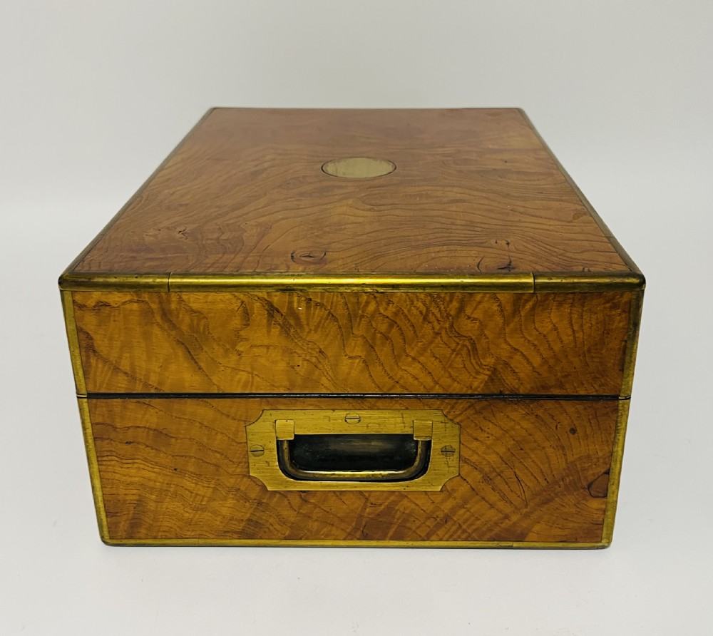 Antique Burr Walnut Brass Bound Collectors Box View XIII