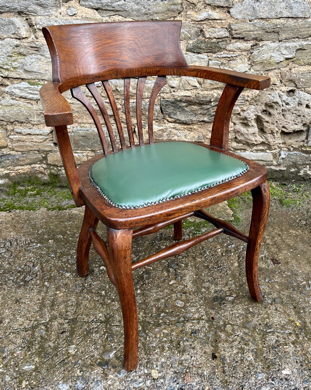 Antique Oak Desk Chair View XI