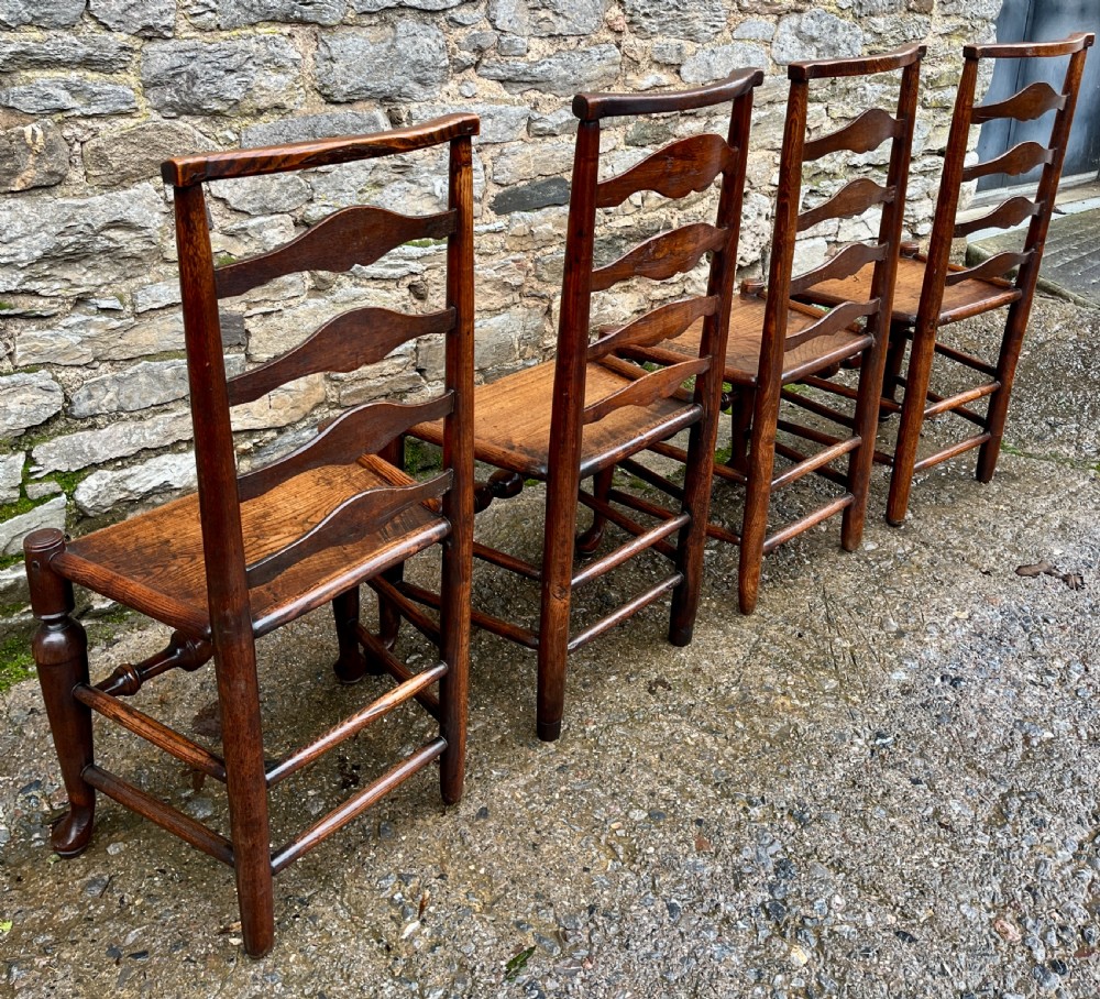 Set of 4 18th Century Ash and Elm Ladderback Chairs View VI