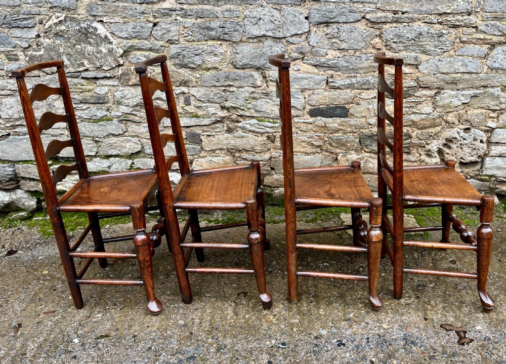 Set of 4 18th Century Ash and Elm Ladderback Chairs View VII