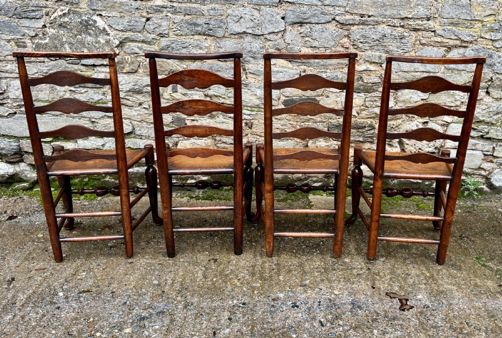 Set of 4 18th Century Ash and Elm Ladderback Chairs View VIII