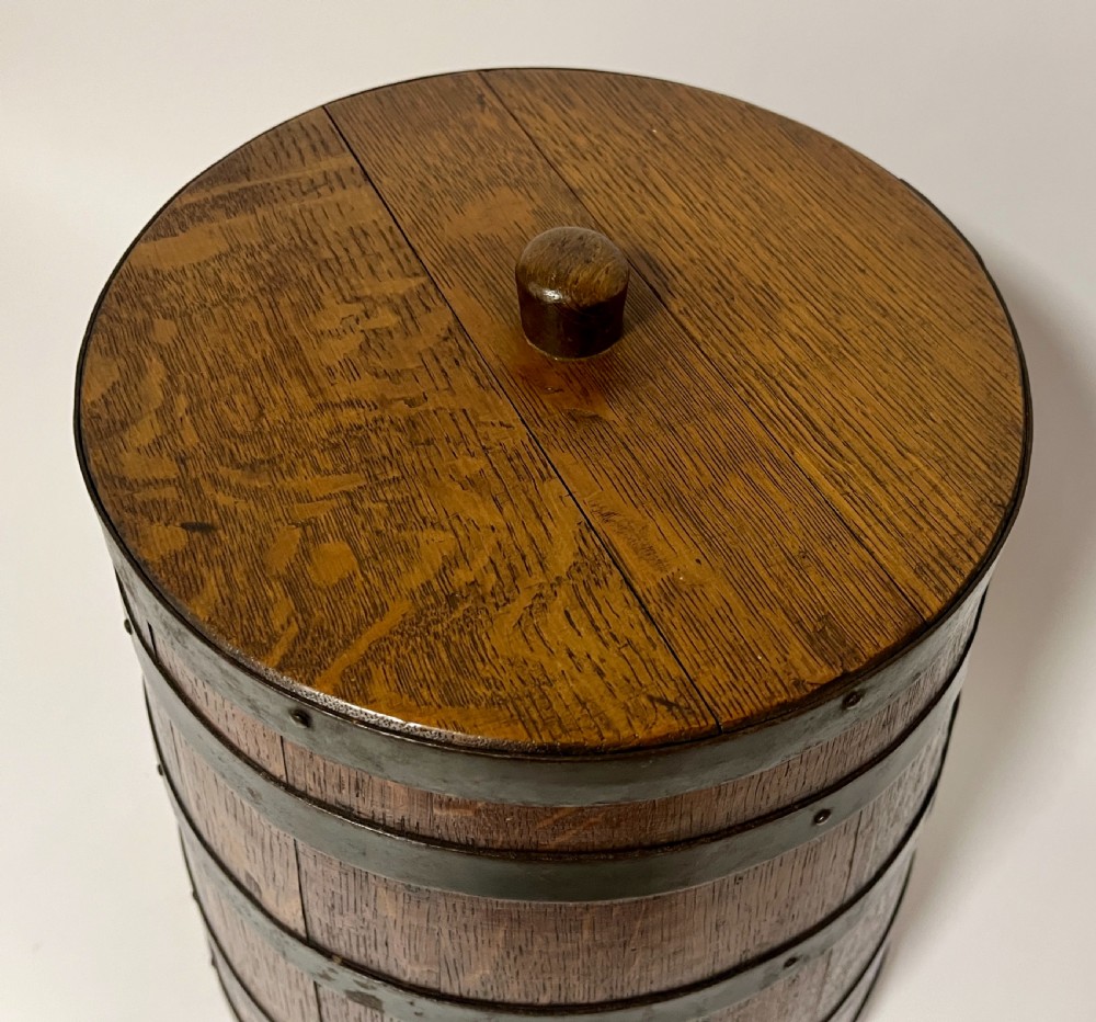 Antique Coopered Oak Storage Barrel View IV