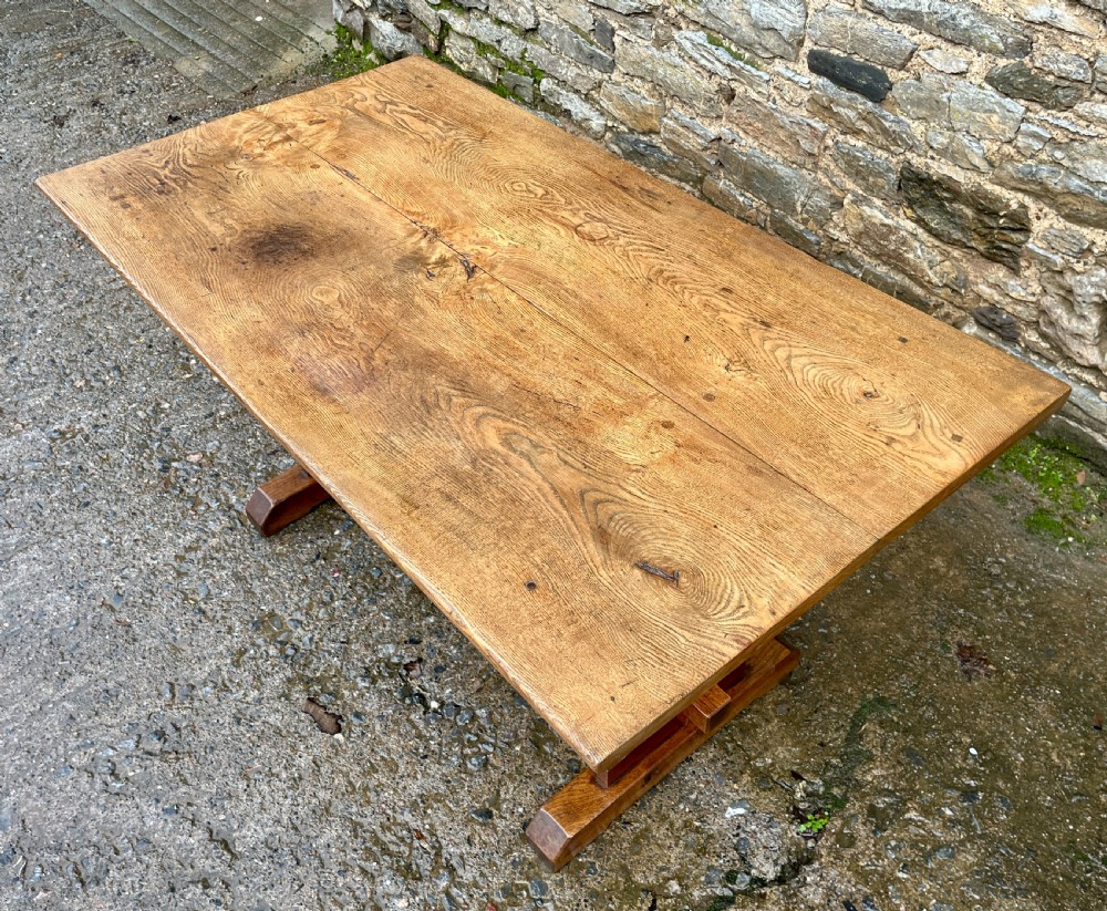 Antique Twin Plank Ash and Oak Refectory Table View IV