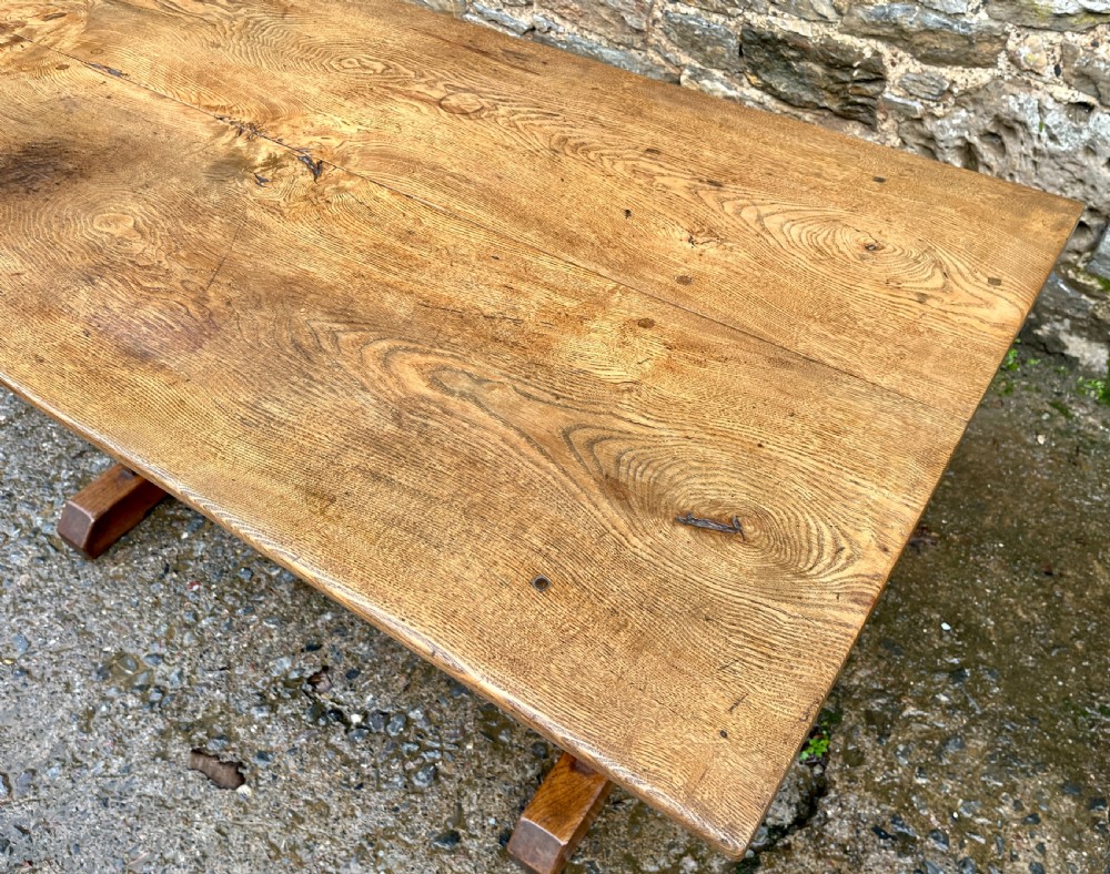 Antique Twin Plank Ash and Oak Refectory Table View VI