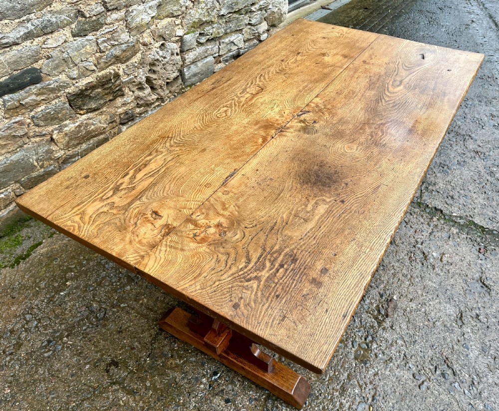 Antique Twin Plank Ash and Oak Refectory Table View VIII