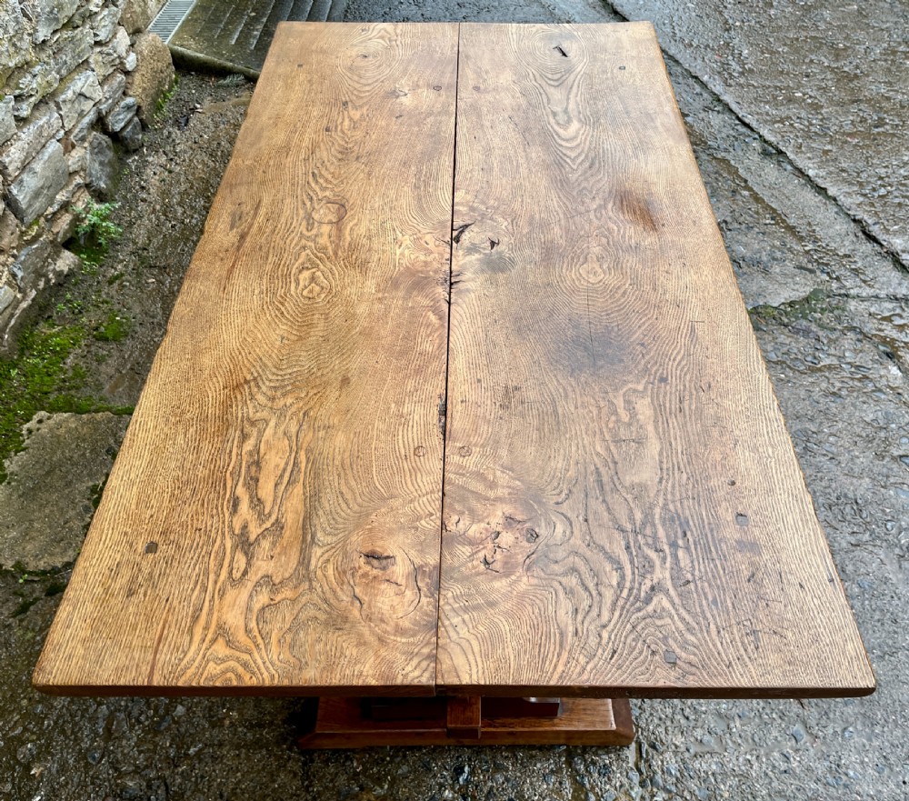 Antique Twin Plank Ash and Oak Refectory Table View IX