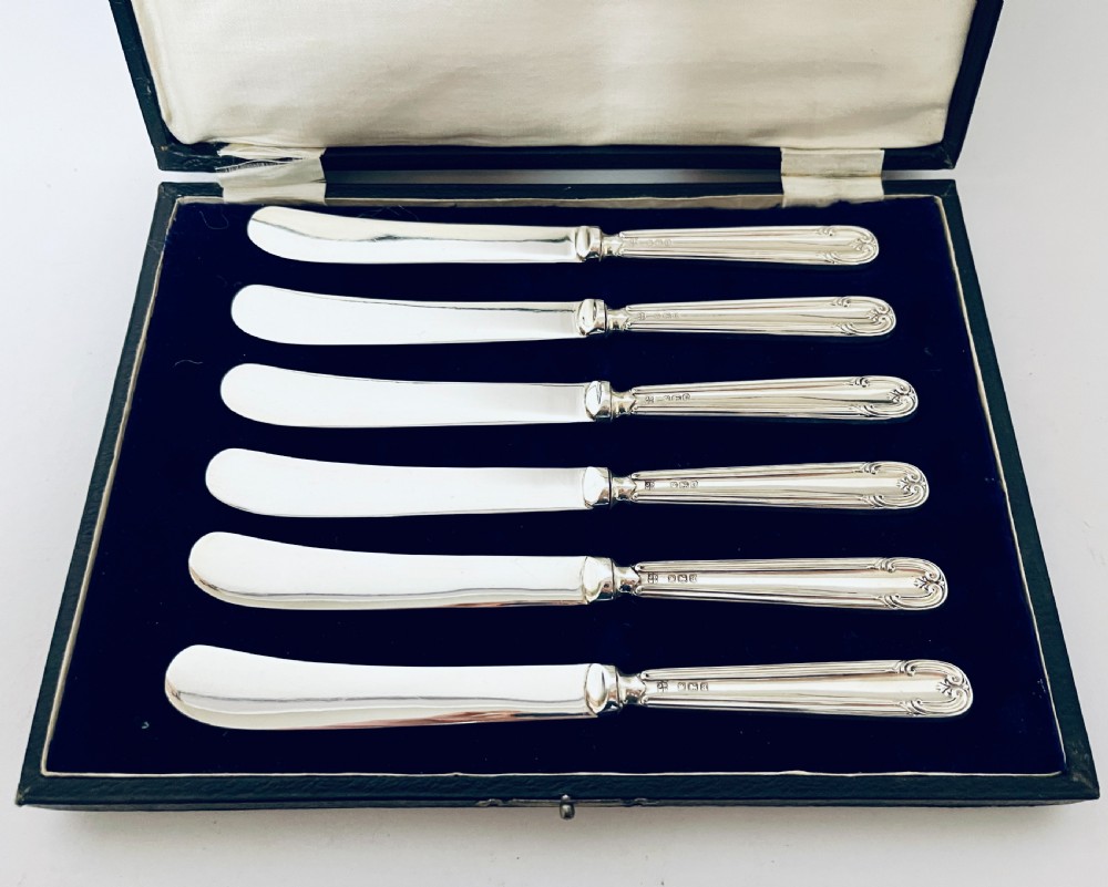 Set of 6 Antique Silver Handled Butter Knives View II