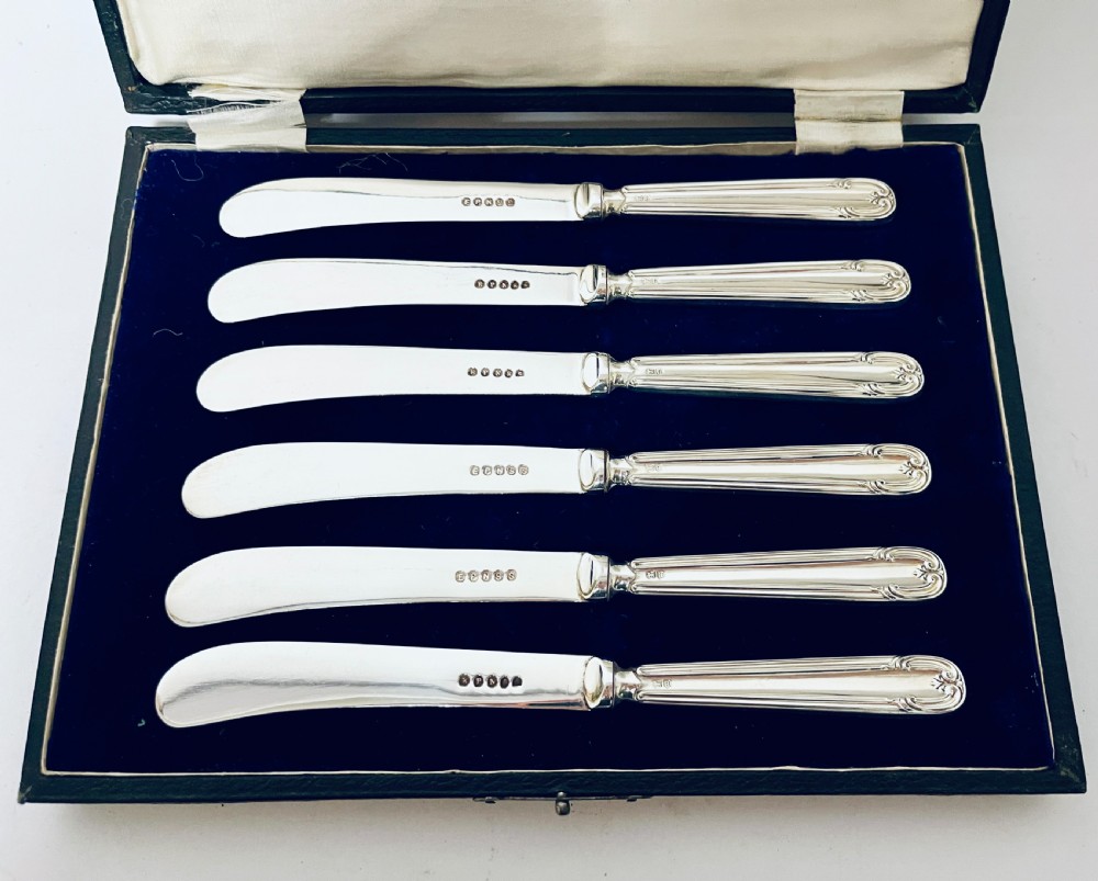 Set of 6 Antique Silver Handled Butter Knives View VI