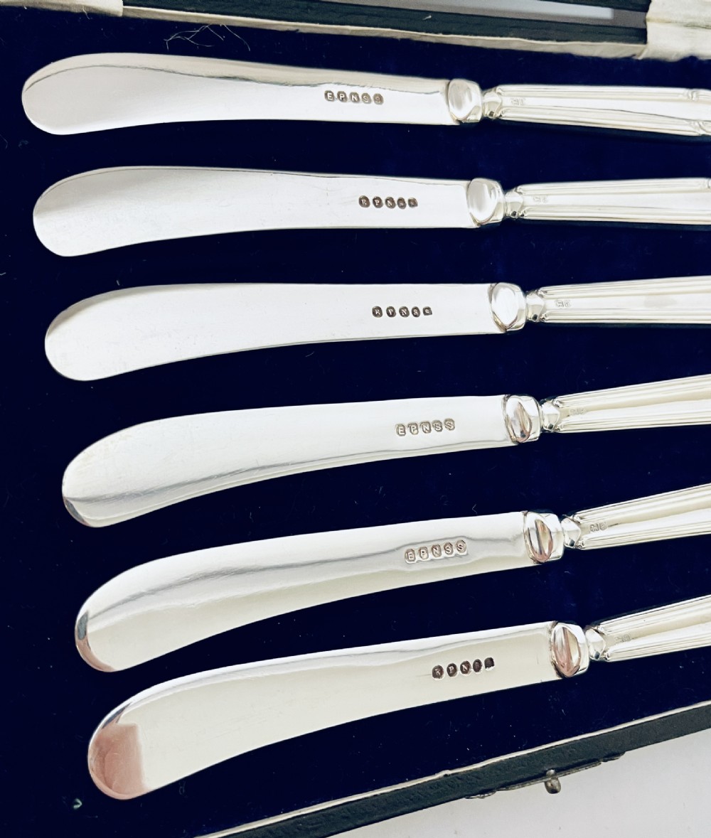 Set of 6 Antique Silver Handled Butter Knives View XI