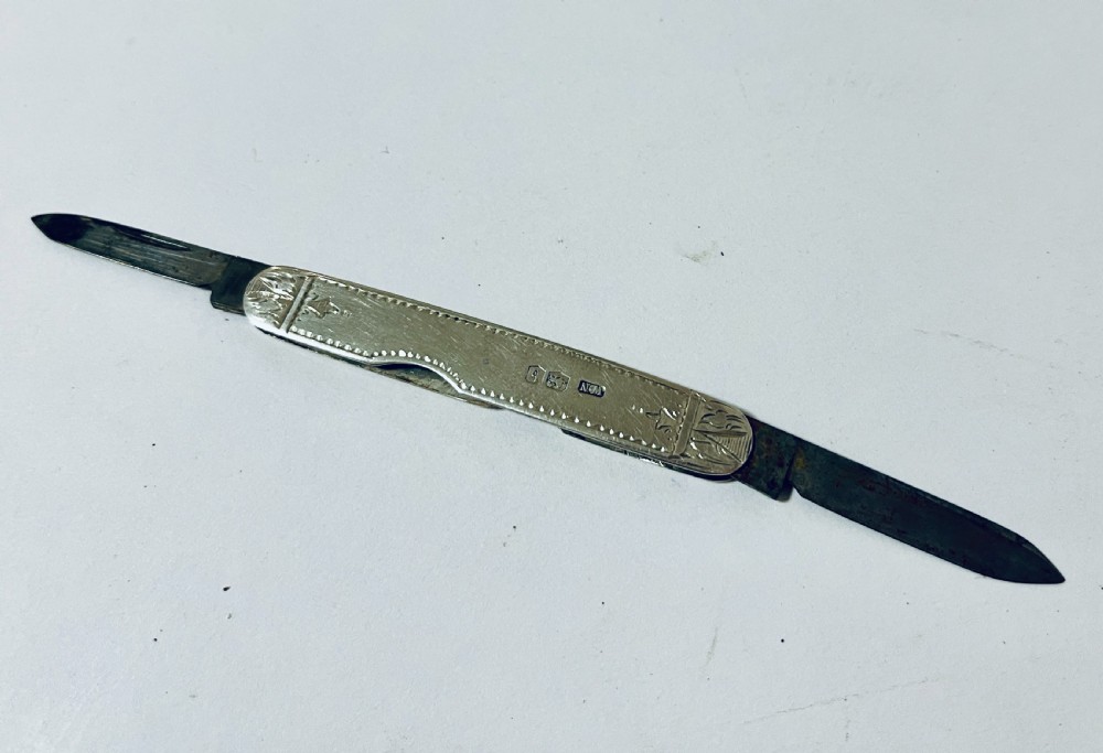 Antique Silver Folding Pen Knife View VI