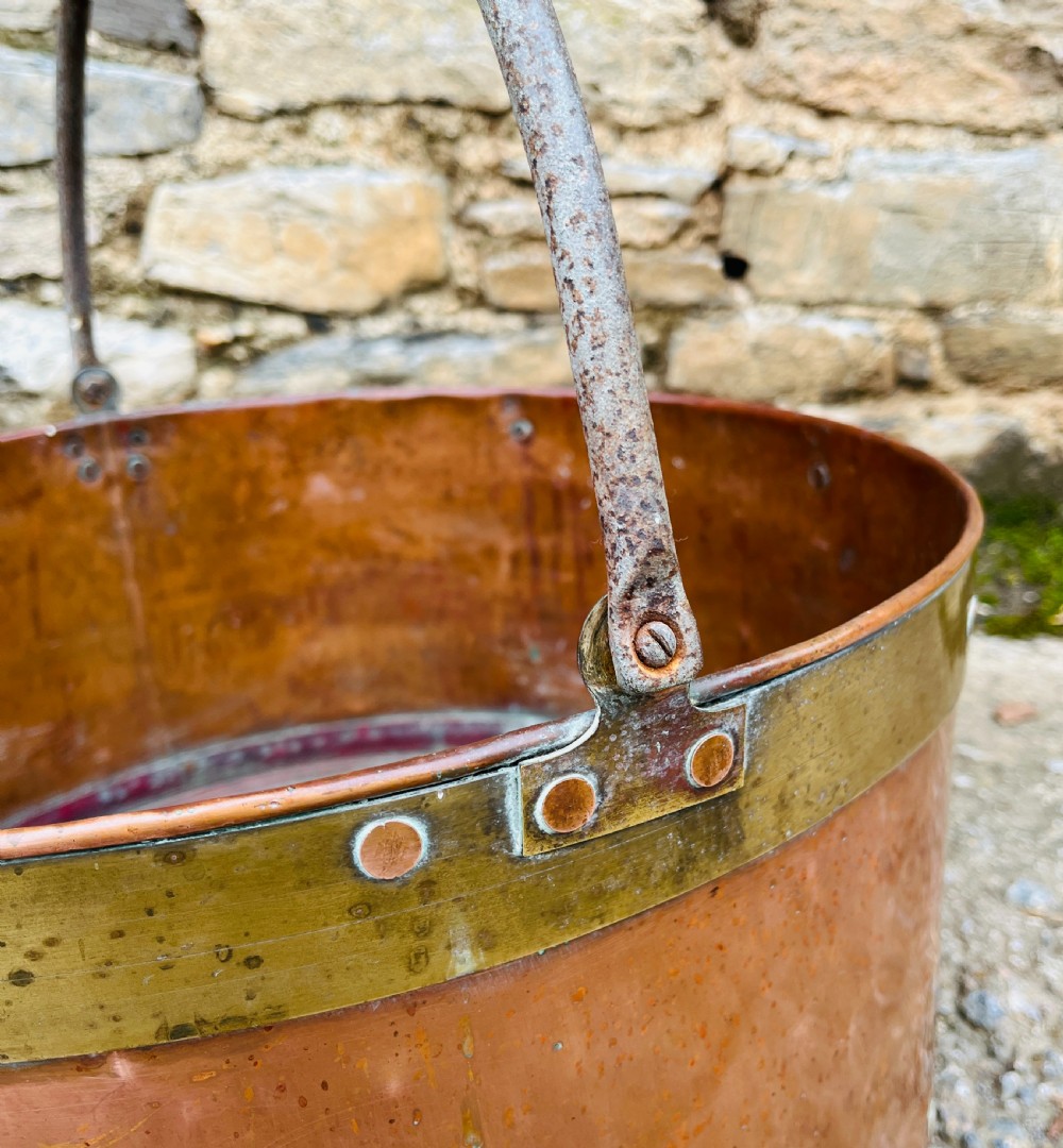 Large Antique Copper and Brass Cauldron View VII
