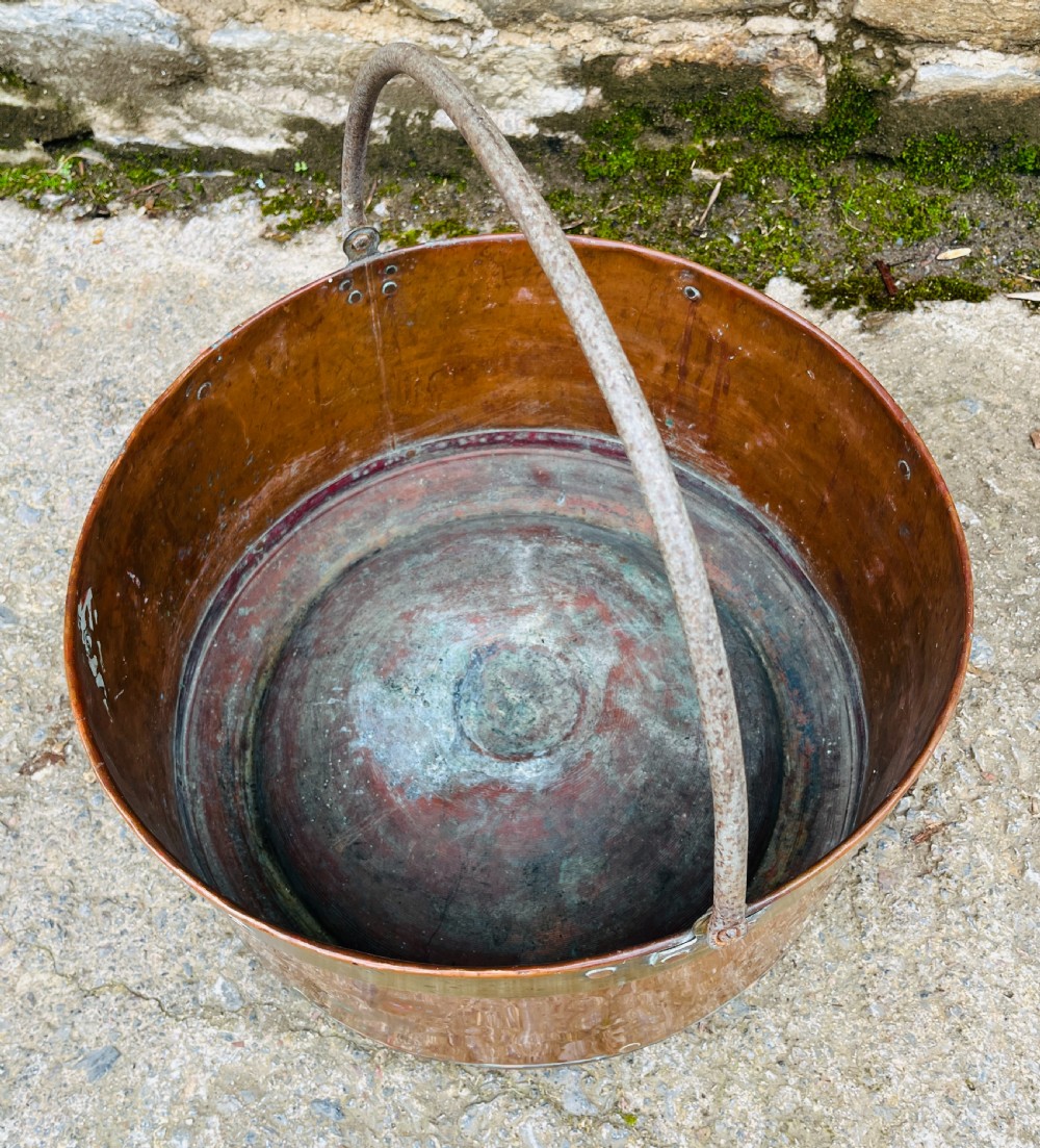 Large Antique Copper and Brass Cauldron View VIII