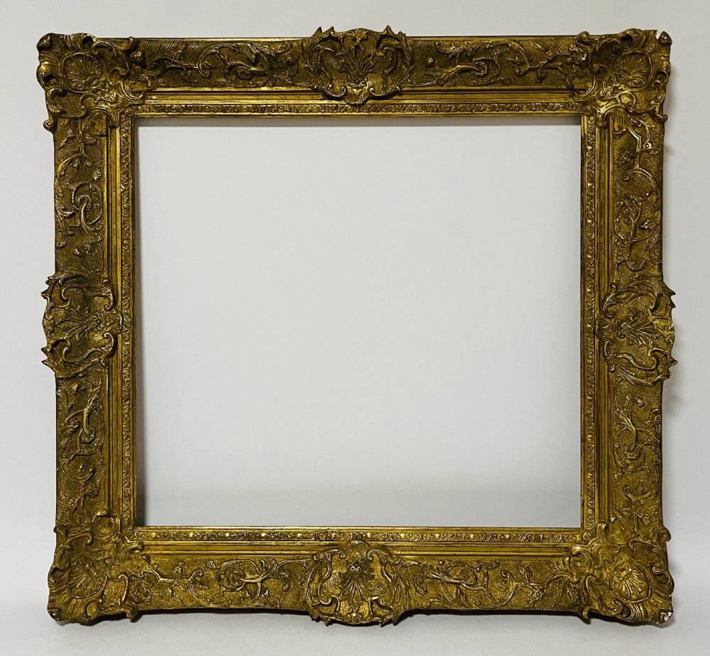 Large Antique Carved Wood and Gesso Picture Frame