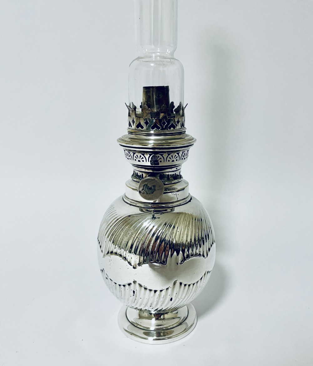 Antique Silver Plated Oil Lamp by Mappin & Webb View III