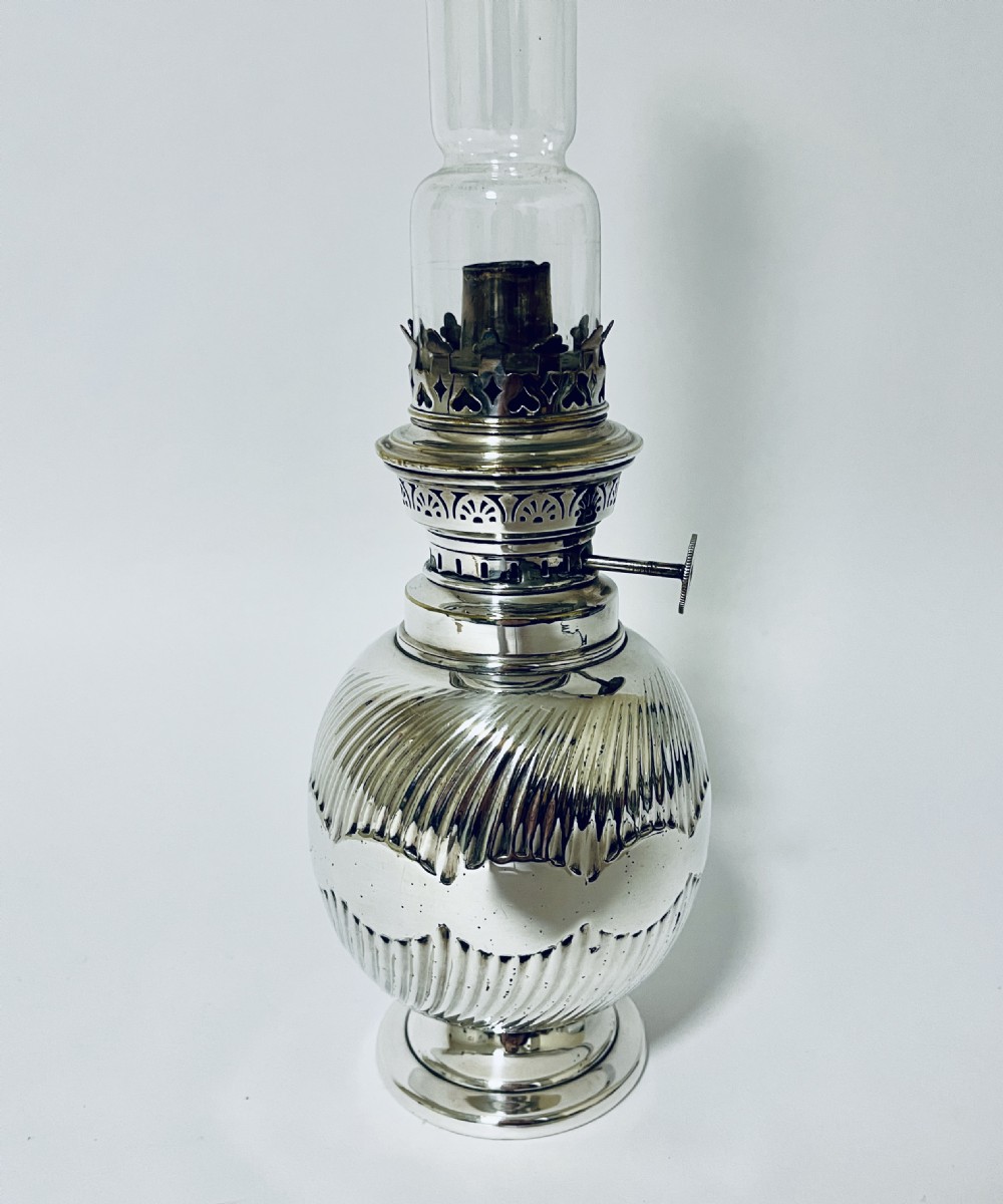 Antique Silver Plated Oil Lamp by Mappin & Webb View VII