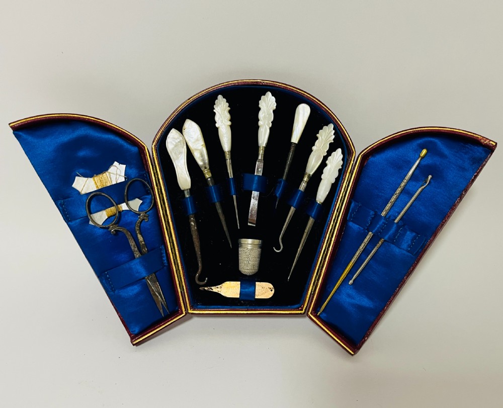 Antique Mother of Pearl Sewing / Manicure Kit