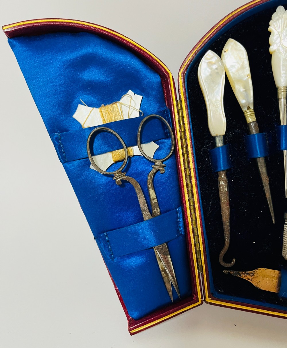 Antique Mother of Pearl Sewing / Manicure Kit View III