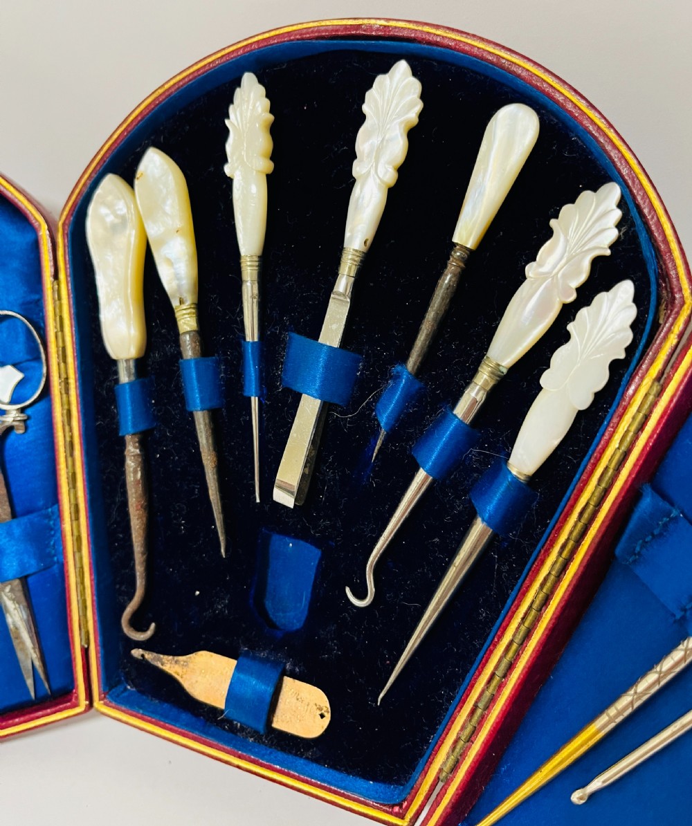 Antique Mother of Pearl Sewing / Manicure Kit View VI