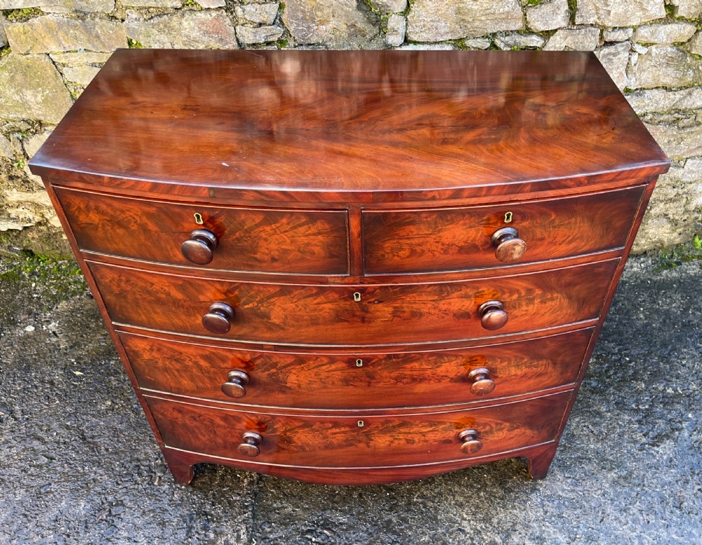 Regency Mahogany Bow Front Chest of Drawers View II