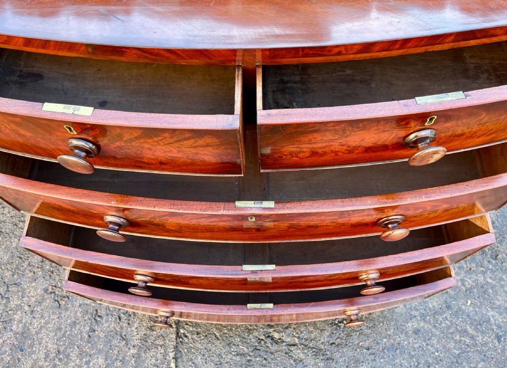 Regency Mahogany Bow Front Chest of Drawers View IV