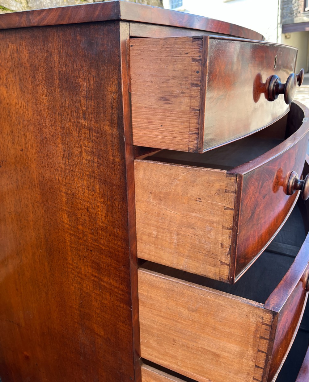 Regency Mahogany Bow Front Chest of Drawers View V