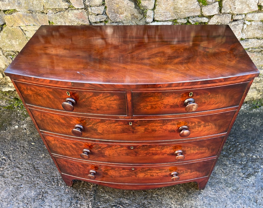Regency Mahogany Bow Front Chest of Drawers View VI