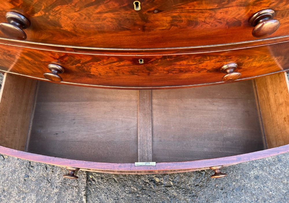 Regency Mahogany Bow Front Chest of Drawers View XIII