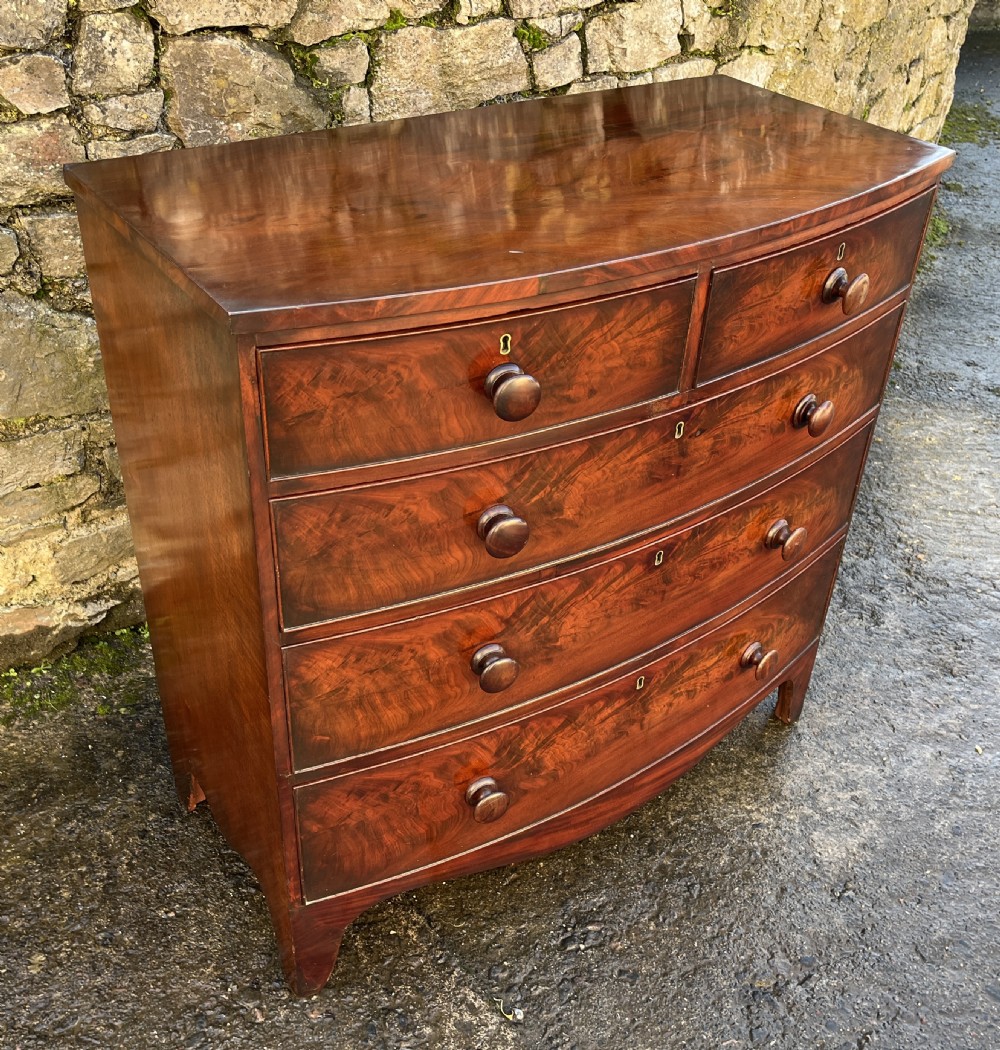 Regency Mahogany Bow Front Chest of Drawers View XVII