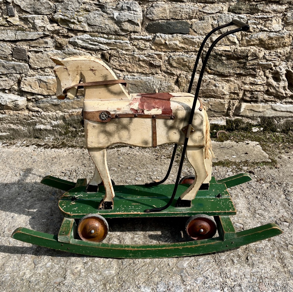Antique Push Along Rocking Horse Toy View II