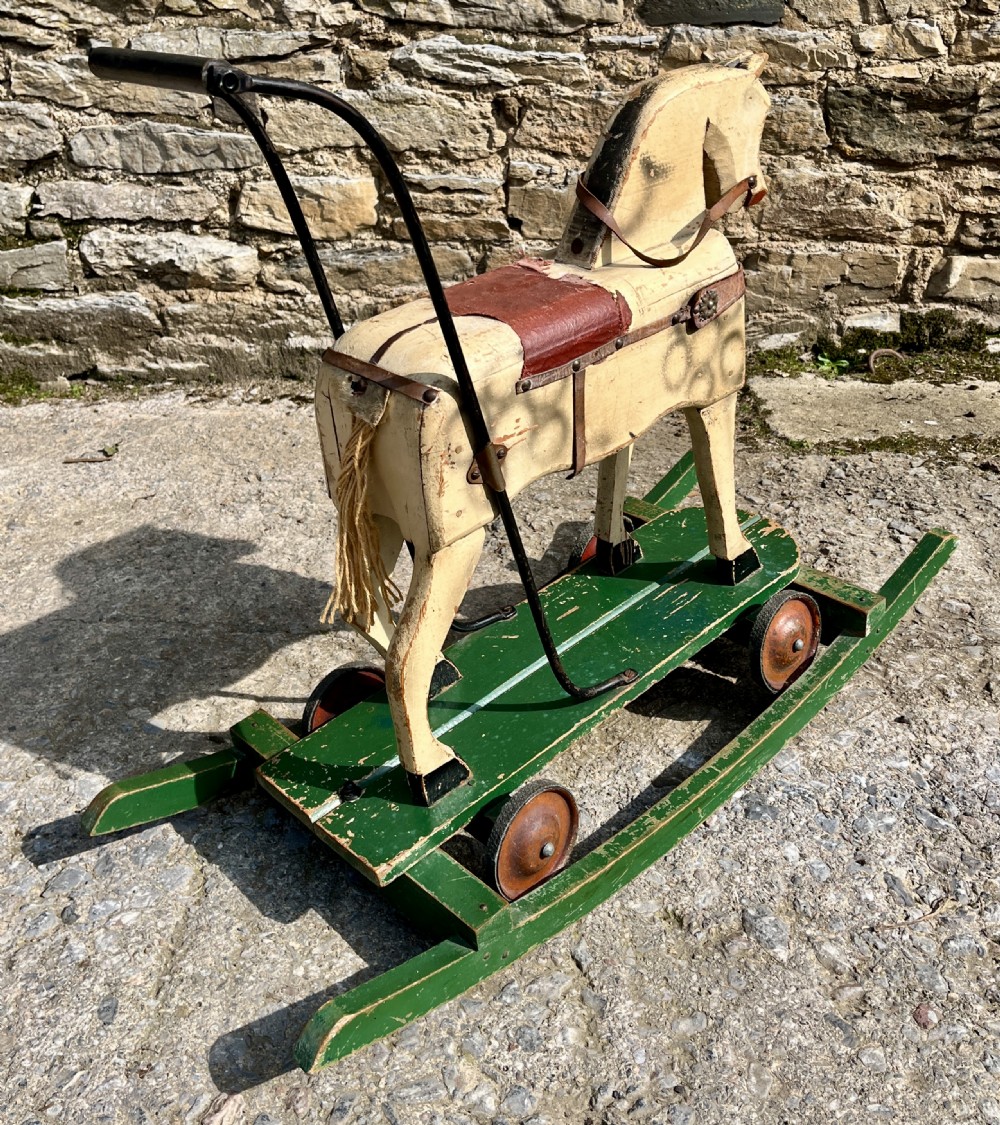 Antique Push Along Rocking Horse Toy View XII
